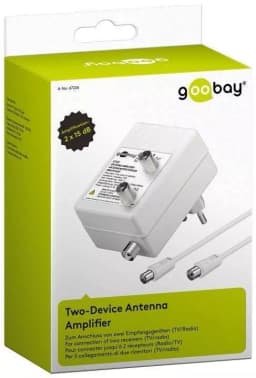 Amplificator semnal TV/antena DVB-T DVB-T2 DVB-C 2x 15dB Goobay 2