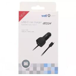 Alimentator USB bricheta auto cu cablu USB C 2 iesiri 2.4A negru Well 2
