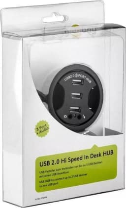 Hub USB 2.0 cu 3 porturi +audio montabil in birou negru Goobay 2