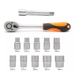 Set chei tubulare cu clichet 12buc 1/2" 10-24mm Crom-Vanadiu HANDY 2