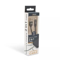 Cablu de date 2in1 iPad iPhone lightning 1m 2A negru delight 4