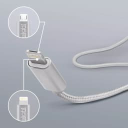 Cablu de date 2in1 iPad iPhone Lightning +Micro USB 1m 1A alb delight 3