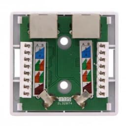 Priza dubla RJ45 FTP CAT5e conector ecranat pe tencuiala Well 3