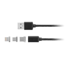 Cablu USB magnetic micro USB / Lightning 1m negru Kruger&Matz 1