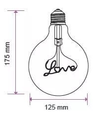 Bec LED G125 E27 5W 70lm cu filament 2200K alb cald model LOVE V-TAC 2
