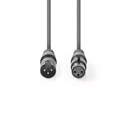 Cablu XLR stereo XLR 3 pini tata - XLR 3 pini mama 10m gri Nedis 2
