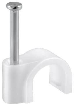 Cleme clips fixare cablu rotund plastic cu cui 4mm alb 100buc Goobay 1
