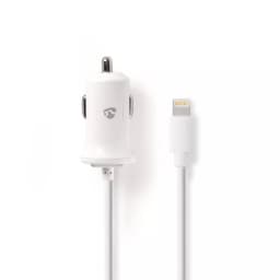 Incarcator auto 12V - Apple Lighting 2.4A certificat MFi alb 1m Nedis 1