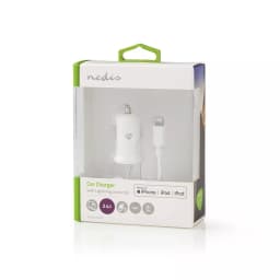Incarcator auto 12V - Apple Lighting 2.4A certificat MFi alb 1m Nedis 3