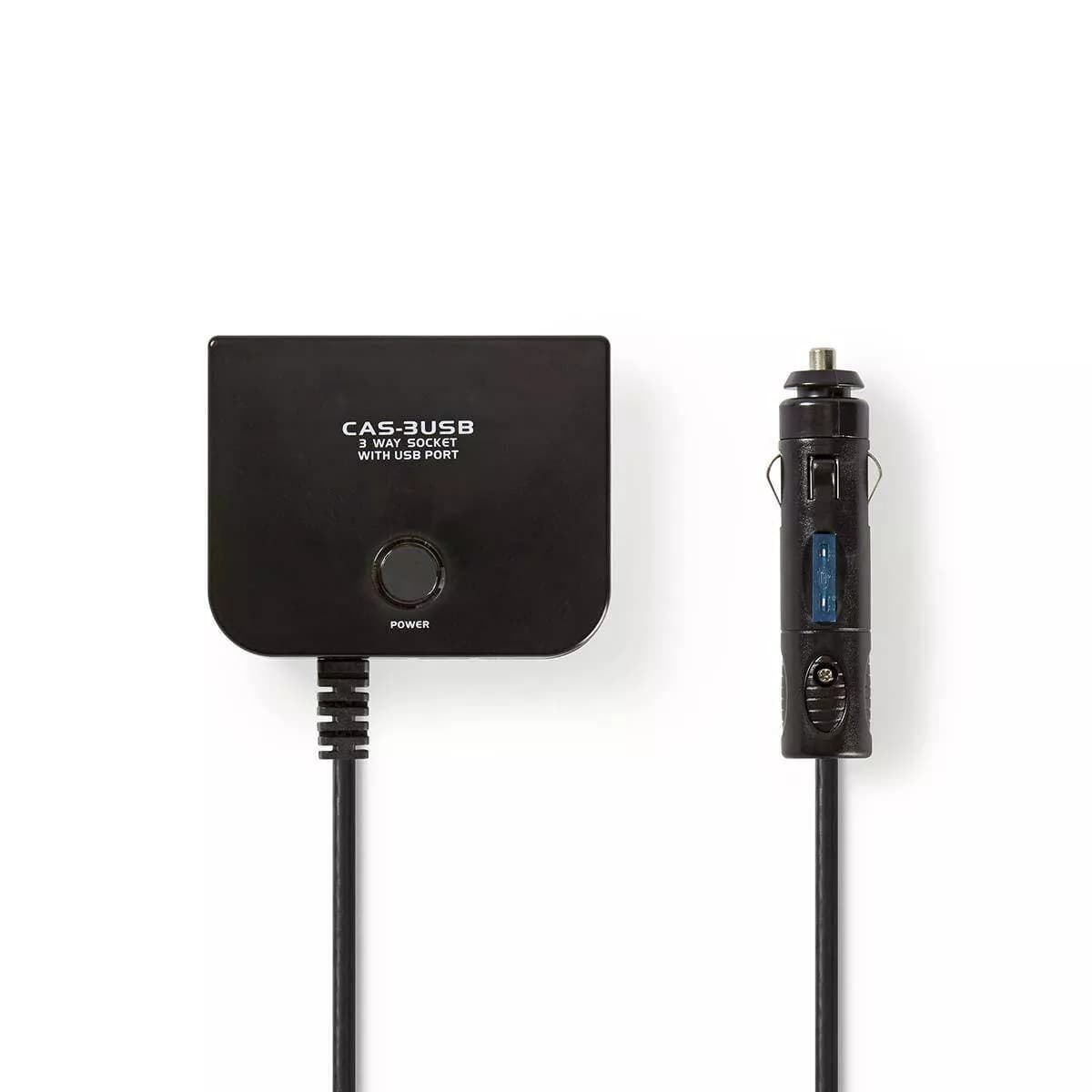 Multiplicator bricheta auto cu 3 iesiri 12V 4A +USB Nedis