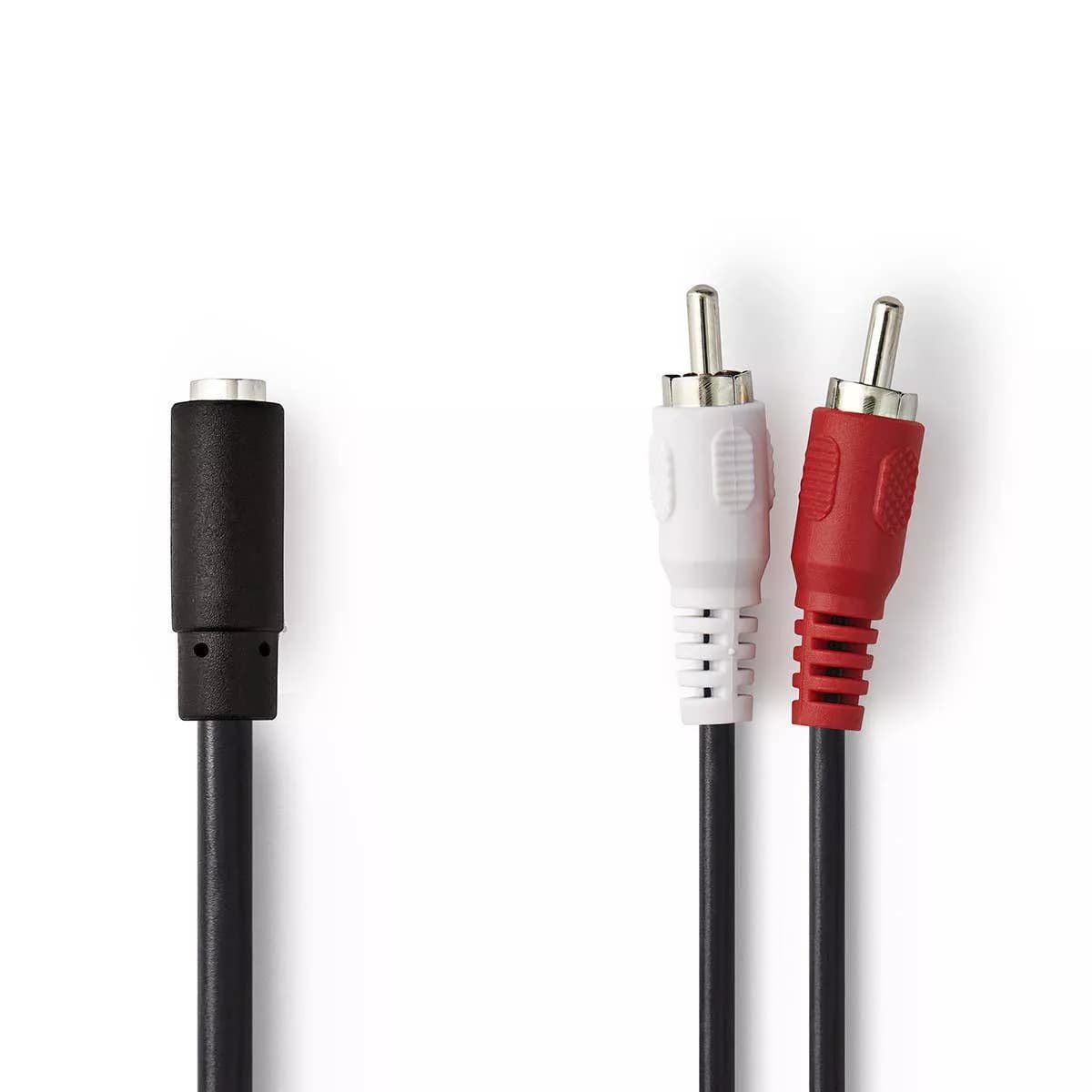 Cablu audio stereo 2x RCA tata - 3.5 mm mama Jack 0.2m Nedis