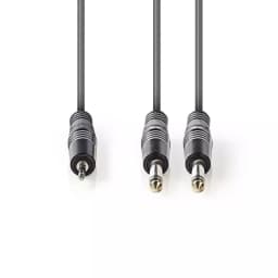 Cablu Stereo Audio Jack 2x 6.35 mm tata - 3.5 mm tata 5m Gri Nedis 2