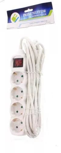 Prelungitor 4 prize 5m cu intrerupator cablu 3xG1.0mmp 2