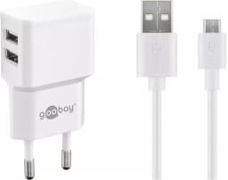 Incarcator de retea dual 2x USB cu cablu micro USB 2.4A alb Goobay 1