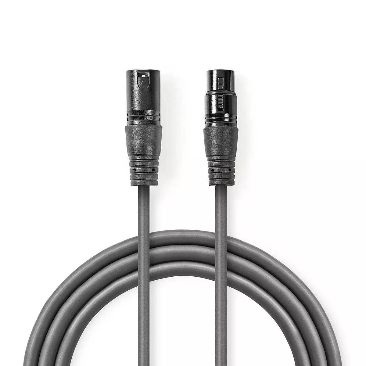 Cablu digital XLR 3 Pini tata - XLR 3 Pini mama 5m gri Nedis