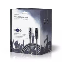 Cablu XLR 3 Pini tata - XLR 3 Pini mama 20m gri Nedis 3