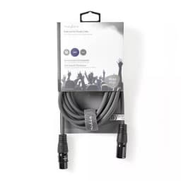 Cablu XLR stereo Nedis XLR 3 pini tata - XLR 3 pini mama 5m gri 3
