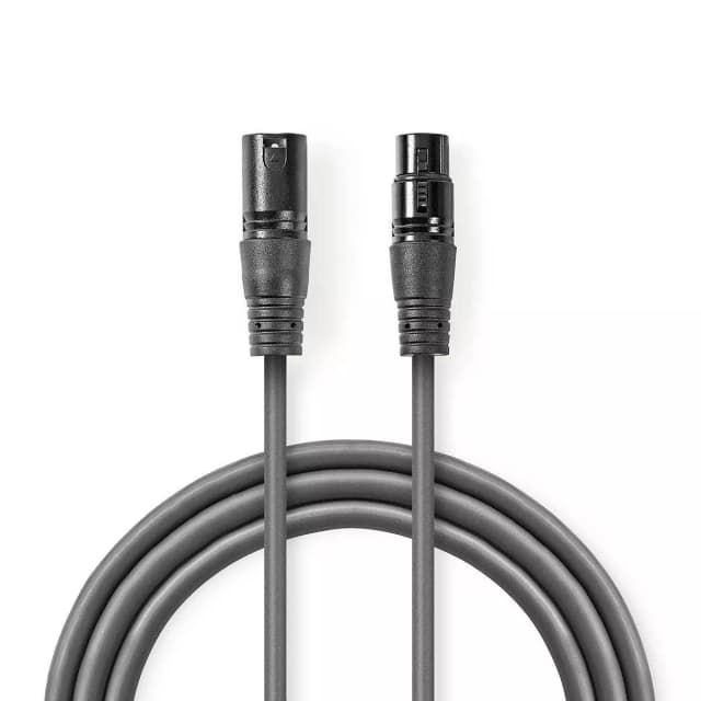 Cablu XLR stereo Nedis XLR 3 pini tata - XLR 3 pini mama 5m gri