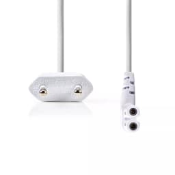 Cablu alimentare Euro tata - 2 Pini IEC-320-C7 cotit 3m alb Nedis 2