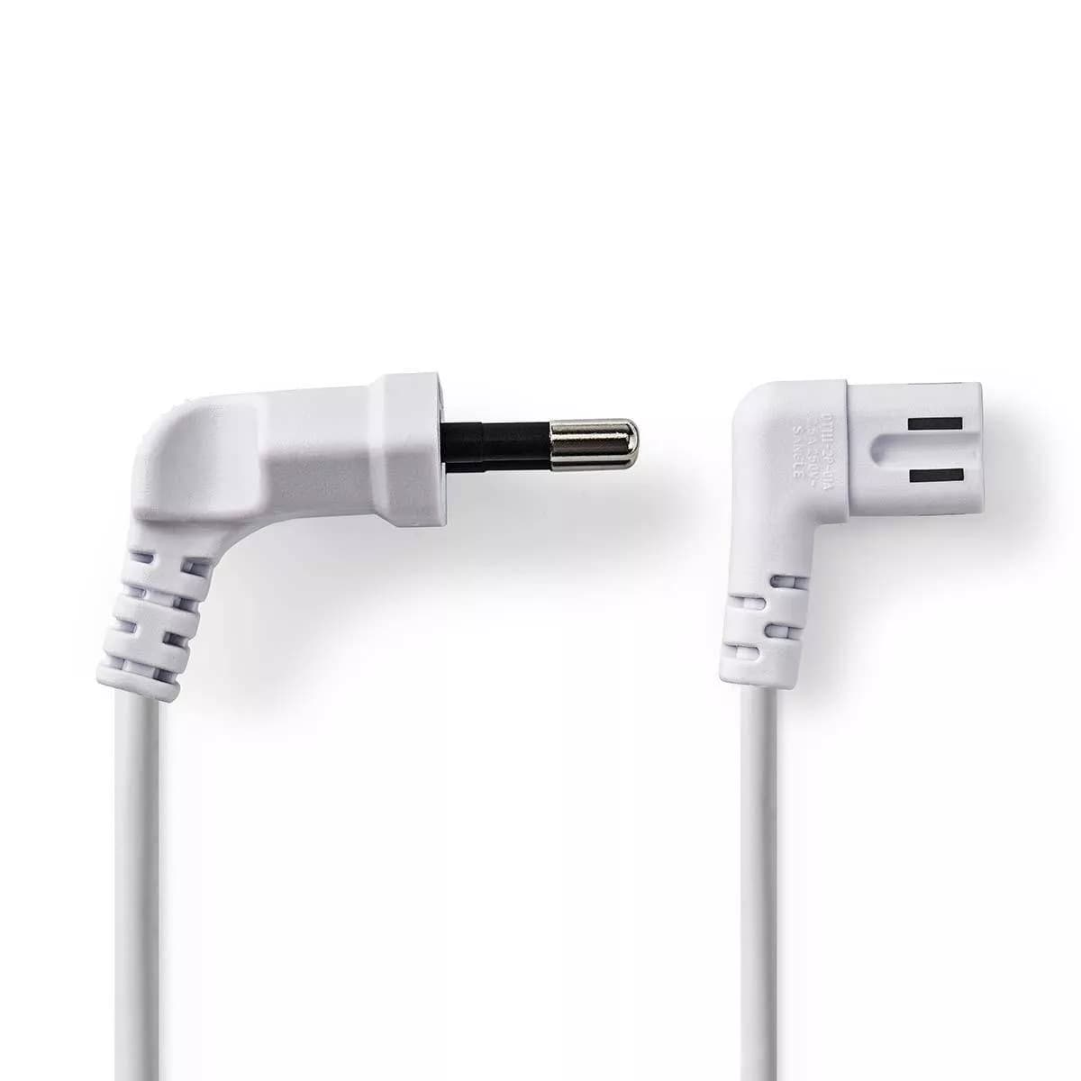 Cablu alimentare Euro tata cotit - 2 Pini IEC-320-C7 cotit 2m alb Nedis