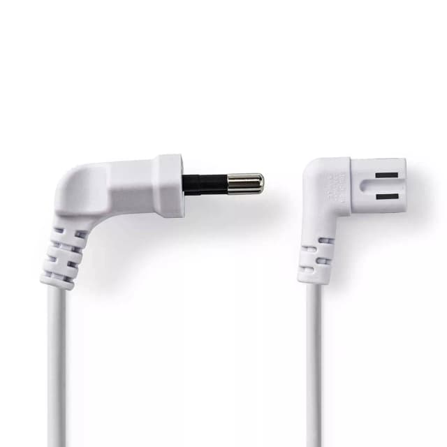 Cablu alimentare Euro tata cotit - 2 Pini IEC-320-C7 cotit 2m alb Nedis
