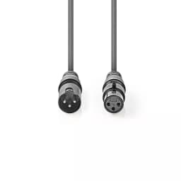 Cablu audio Stereo XLR 3 pini tata - XLR 3 pini mama 3m Gri Nedis 2