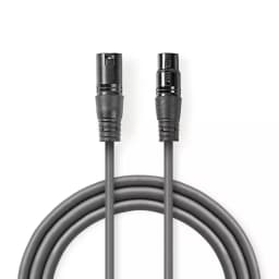 Cablu audio Stereo XLR 3 pini tata - XLR 3 pini mama 3m Gri Nedis 1
