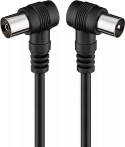 Cablu coaxial tata-mama 1.5m negru conectorI cotitI Goobay 1