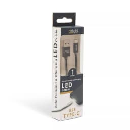 Cablu de date USB type C 1m negru cu iluminare LED rosu delight 4