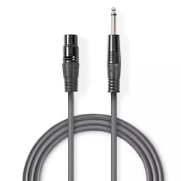 Cablu mono XLR 3 pini mama - Jack 6.5 mm tata 5m gri Nedis 1