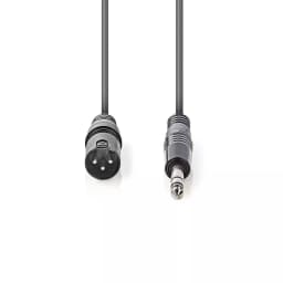 Cablu stereo XLR 3 pini tata - JACK 6.5 mm tata 3m gri Nedis 2