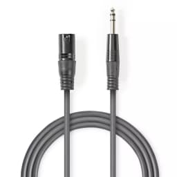 Cablu stereo XLR 3 pini tata - JACK 6.5 mm tata 3m gri Nedis 1
