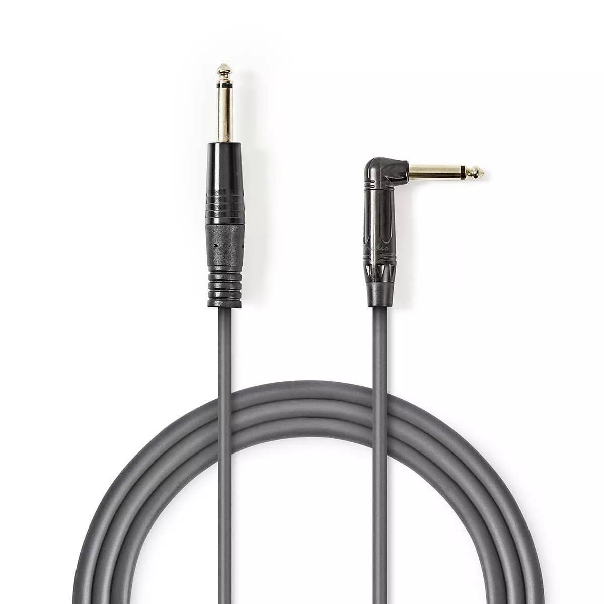 Cablu audio Jack mono 6.35 mm tata - 6.35 mm tata cotit 5m gri NEDIS
