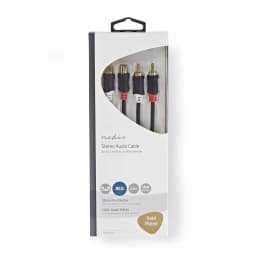 Cablu audio stereo 2x RCA tata - 2x RCA mama 2m antaracit Nedis 3