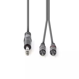 Cablu audio stereo JACK 6.35 mm tata - 2x RCA tata 1.5m gri NEDIS 2