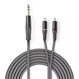 Cablu audio stereo JACK 6.35 mm tata - 2x RCA tata 1.5m gri NEDIS 1
