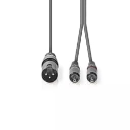 Cablu audio stereo XLR 3-Pin tata - 2x RCA tata 1.5m gri NEDIS 2