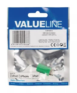 Adaptor USB Lightning tata - micro USB mama verde Valueline 4