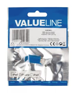 Adaptor iPhone Lightning tata - micro USB mama albastru Valueline 4