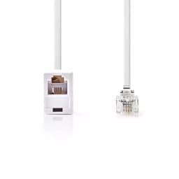 Cablu extensie telefonie RJ11 tata - RJ11 mama 10m alb Nedis 2