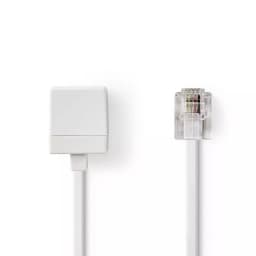 Cablu extensie telefonie RJ11 tata - RJ11 mama 10m alb Nedis 1