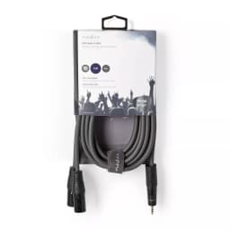 Cablu audio Stereo 2x XLR 3 Pini tata - Jack 3.5 mm tata 3m gri Nedis 3