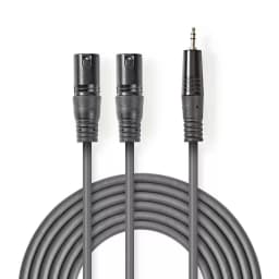 Cablu audio Stereo 2x XLR 3 Pini tata - Jack 3.5 mm tata 3m gri Nedis 1
