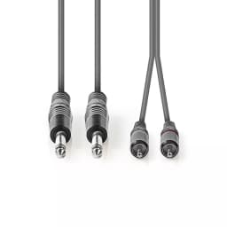 Cablu audio stereo 2x 6.35 mm Jack tata - 2x RCA tata 1.5m gri Nedis 2