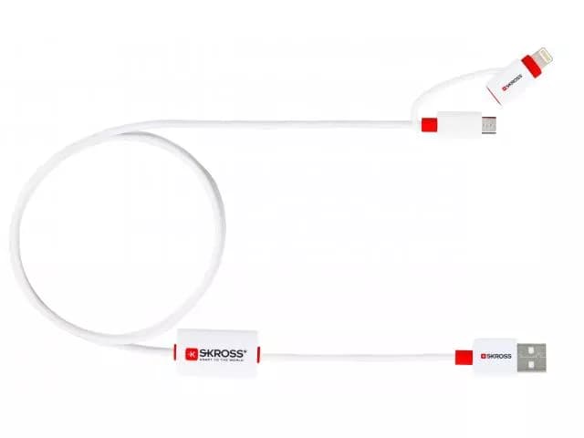 Cablu USB Skross Buzz Line A tata - micro USB A tata 1m alb