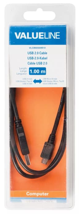 Cablu USB 2.0 tata - micro USB tata 1m negru VALUELINE 2