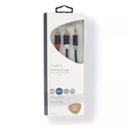 Cablu audio JACK stereo 3.5 mm tata - 2x RCA tata 5m antracit Nedis 3