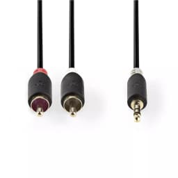 Cablu audio JACK stereo 3.5 mm tata - 2x RCA tata 5m antracit Nedis 2