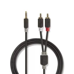 Cablu audio JACK stereo 3.5 mm tata - 2x RCA tata 5m antracit Nedis 1