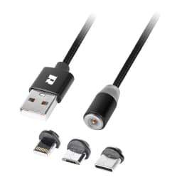 Cablu USB MAGNETIC 3in1 USB Type C LIGHTNING micro USB 1m negru REBEL 1